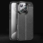 For iPhone 16 Pro Litchi Texture Shockproof TPU Phone Case(Black) - 1