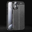 For iPhone 16 Plus Litchi Texture Shockproof TPU Phone Case(Black) - 1