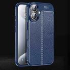 For iPhone 16 Plus Litchi Texture Shockproof TPU Phone Case(Blue) - 1