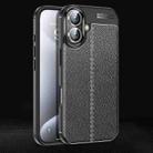 For iPhone 16 Litchi Texture Shockproof TPU Phone Case(Black) - 1