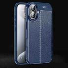 For iPhone 16 Litchi Texture Shockproof TPU Phone Case(Blue) - 1