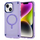 For iPhone 14 Plus Skin Feel TPU + PC MagSafe Magnetic Phone Case(Transparent Purple) - 1