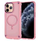 For iPhone 11 Pro Max Skin Feel TPU + PC MagSafe Magnetic Phone Case(Transparent Pink) - 1