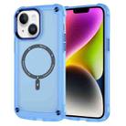 For iPhone 15 Plus Skin Feel TPU + PC MagSafe Magnetic Phone Case(Transparent Blue) - 1