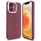 For iPhone 12 Hollow Heat Dissipation TPU Phone Case(Rose Red) - 1