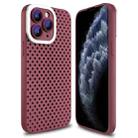 For iPhone 11 Pro Hollow Heat Dissipation TPU Phone Case(Rose Red) - 1