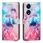 For OPPO A1 Pro/Reno8 T 5G Global Painted Marble Pattern Leather Phone Case(Pink Purple) - 1