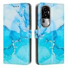 For OPPO Reno10 Pro+ Painted Marble Pattern Leather Phone Case(Blue Green) - 1