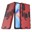 For OPPO Reno4 Pro PC + TPU Anti-fall Protective Case with Ring Holder(Red) - 1