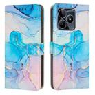 For Realme C53/Narzo N53 Painted Marble Pattern Leather Phone Case(Pink Green) - 1
