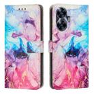 For Realme C55 Painted Marble Pattern Leather Phone Case(Pink Purple) - 1