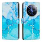 For Realme 12 Pro / 12 Pro+ Painted Marble Pattern Leather Phone Case(Blue Green) - 1