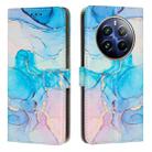 For Realme 12 Pro / 12 Pro+ Painted Marble Pattern Leather Phone Case(Pink Green) - 1