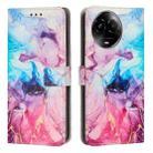 For Realme 11 5G Global / 11X Painted Marble Pattern Leather Phone Case(Pink Purple) - 1