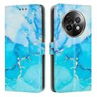 For Realme 13+ 5G Global Painted Marble Pattern Leather Phone Case(Blue Green) - 1