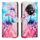 For Realme 13+ 5G Global Painted Marble Pattern Leather Phone Case(Pink Purple) - 1