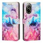 For Realme C67 Painted Marble Pattern Leather Phone Case(Pink Purple) - 1