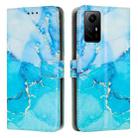 For Xiaomi Redmi Note 12S 4G Global Painted Marble Pattern Leather Phone Case(Blue Green) - 1