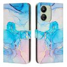 For Redmi 13C 4G Painted Marble Pattern Leather Phone Case(Pink Green) - 1