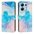 For Redmi Note 13 4G Painted Marble Pattern Leather Phone Case(Pink Green) - 1