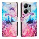 For Redmi Note 13 Pro 4G Painted Marble Pattern Leather Phone Case(Pink Purple) - 1