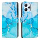 For Redmi 12 4G / Redmi 12 5G / Note 12R Painted Marble Pattern Leather Phone Case(Blue Green) - 1