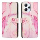 For Redmi 12 4G / Redmi 12 5G / Note 12R Painted Marble Pattern Leather Phone Case(Rose Gold) - 1