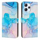 For Redmi 12 4G / Redmi 12 5G / Note 12R Painted Marble Pattern Leather Phone Case(Pink Green) - 1