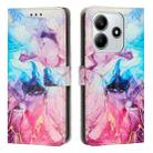 For Redmi Note 14 5G Global Painted Marble Pattern Leather Phone Case(Pink Purple) - 1
