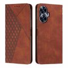 For Realme C55 Diamond Splicing Skin Feel Magnetic Leather Phone Case(Brown) - 1