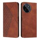 For Realme 11 4G Global Diamond Splicing Skin Feel Magnetic Leather Phone Case(Brown) - 1