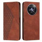 For Realme 12 Diamond Splicing Skin Feel Magnetic Leather Phone Case(Brown) - 1