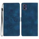 For Motorola Moto G73 Flower Butterfly Embossing Pattern Leather Phone Case(Blue) - 1