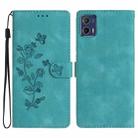 For Motorola Moto G73 Flower Butterfly Embossing Pattern Leather Phone Case(Sky Blue) - 1