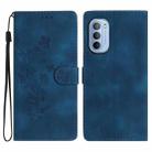 For Motorola Moto G62 5G Flower Butterfly Embossing Pattern Leather Phone Case(Blue) - 1