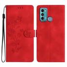 For Motorola Moto G60 / G40 Fusion Flower Butterfly Embossing Pattern Leather Phone Case(Red) - 1