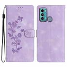 For Motorola Moto G60 / G40 Fusion Flower Butterfly Embossing Pattern Leather Phone Case(Purple) - 1