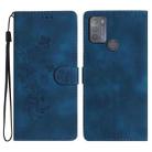 For Motorola Moto G50 Flower Butterfly Embossing Pattern Leather Phone Case(Blue) - 1