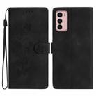 For Motorola Moto G42 Flower Butterfly Embossing Pattern Leather Phone Case(Black) - 1