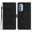 For Motorola Moto G31 / G41 Flower Butterfly Embossing Pattern Leather Phone Case(Black) - 1