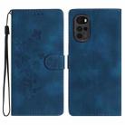 For Motorola Moto G22 Flower Butterfly Embossing Pattern Leather Phone Case(Blue) - 1