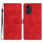 For Motorola Moto G22 Flower Butterfly Embossing Pattern Leather Phone Case(Red) - 1