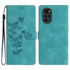 For Motorola Moto G22 Flower Butterfly Embossing Pattern Leather Phone Case(Sky Blue) - 1