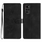 For Motorola Moto G22 Flower Butterfly Embossing Pattern Leather Phone Case(Black) - 1