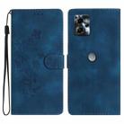 For Motorola Moto G13 Flower Butterfly Embossing Pattern Leather Phone Case(Blue) - 1