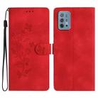 For Motorola Moto G10 / G20 / G30 Flower Butterfly Embossing Pattern Leather Phone Case(Red) - 1