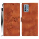 For Motorola Moto G10 / G20 / G30 Flower Butterfly Embossing Pattern Leather Phone Case(Brown) - 1