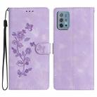 For Motorola Moto G10 / G20 / G30 Flower Butterfly Embossing Pattern Leather Phone Case(Purple) - 1