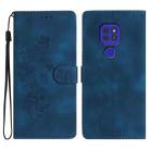 For Motorola Moto G9 / G9 Play / E7 Plus Flower Butterfly Embossing Pattern Leather Phone Case(Blue) - 1