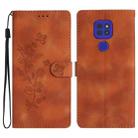 For Motorola Moto G9 / G9 Play / E7 Plus Flower Butterfly Embossing Pattern Leather Phone Case(Brown) - 1